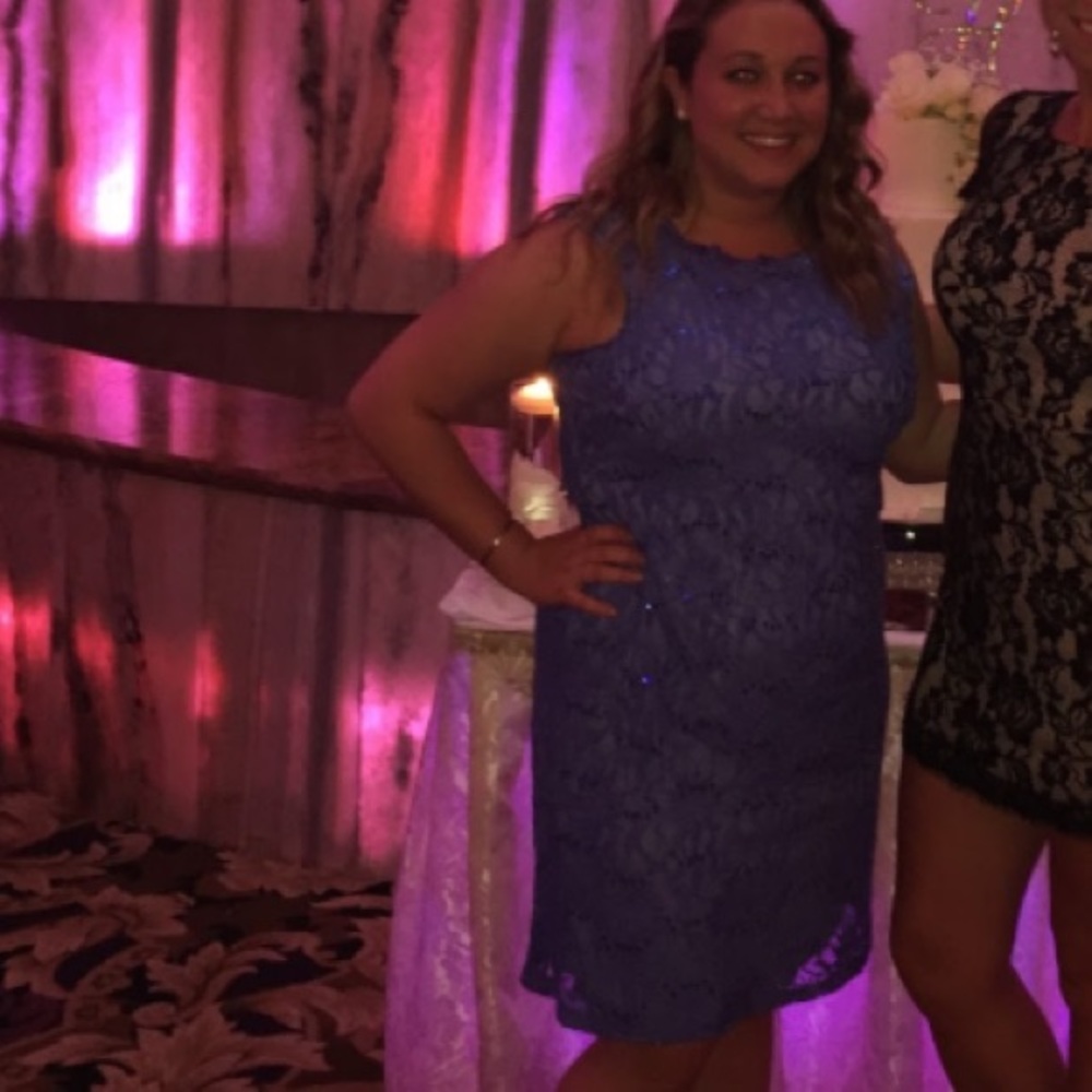 Periwinkle Blue Sequin Lace Sleeveless Dress - Picture 3 of 12